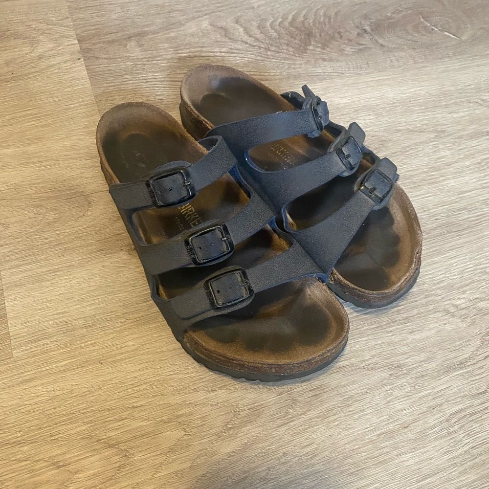 Birkenstock Florida Black Leather Sandal Womens